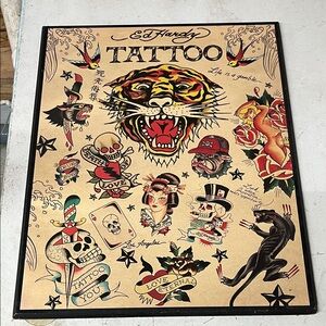 Ed Hardy Tattoo Wood Picture 17”x21”
